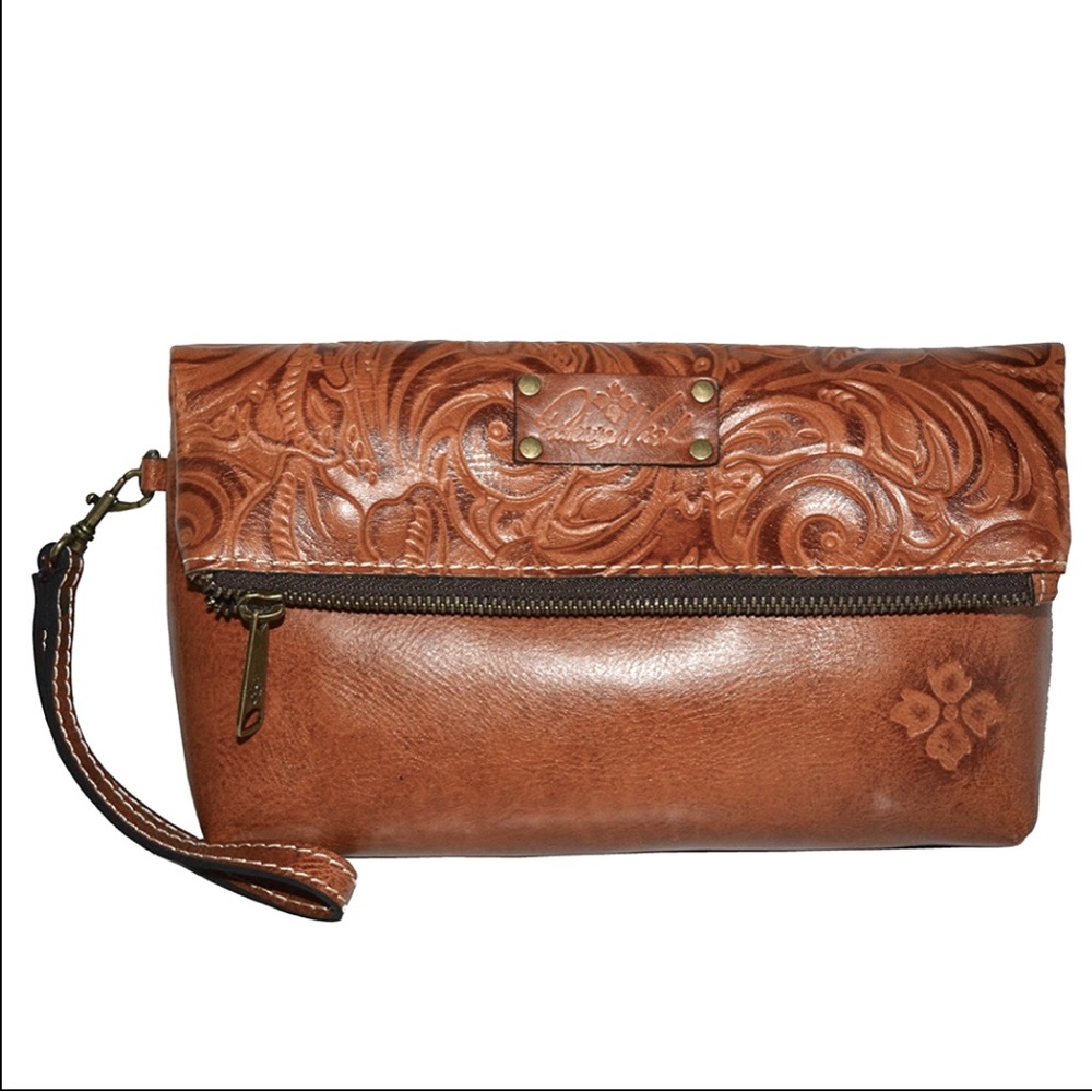 Patricia Nash Valerie Tooled Leather Wristlet Clutch
